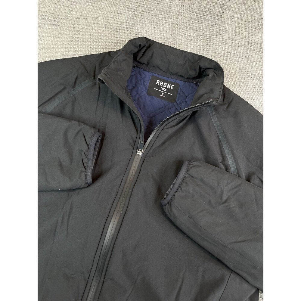 Rhone Jacket Mens (L) Black Blue Midtown Full Zip Quilted Golf Windbreaker